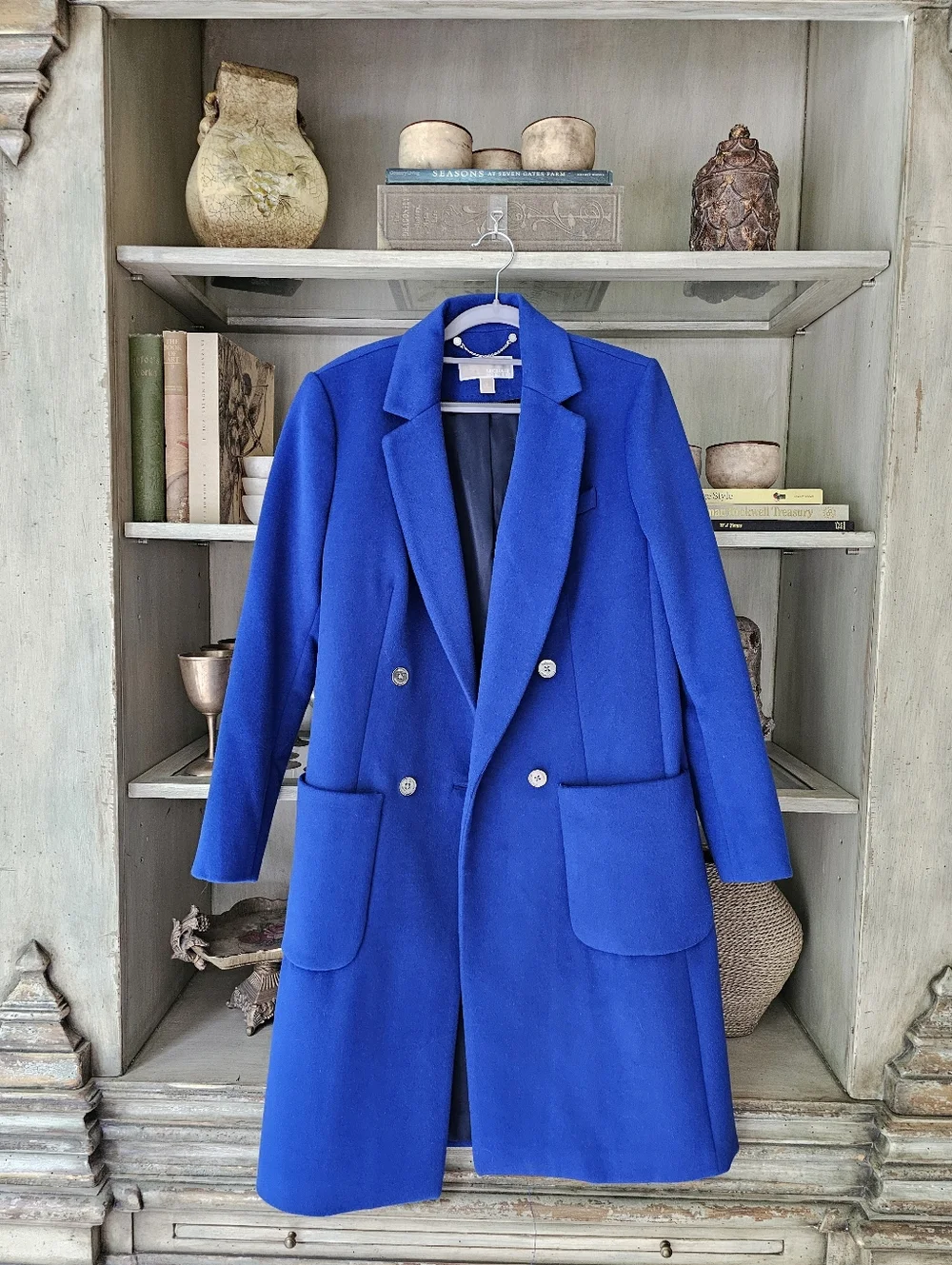Michael Kors Wool Blend Royal Blue Officers Coat